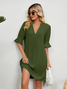 Amy - Casual Loose Pleated Knee Length Dress