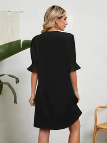 Amy - Casual Loose Pleated Knee Length Dress