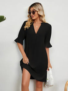 Amy - Casual Loose Pleated Knee Length Dress