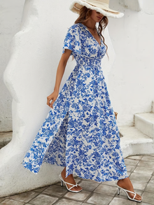 Bea - Bohemian V-Neck Blue Beach Dress