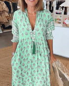 Jasmine - Relaxed Long Lantern Sleeves Boho Maxi Dress