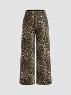 Soraya | Wide Leg Leopard Denim Pants