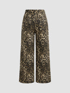 Soraya | Wide Leg Leopard Denim Pants