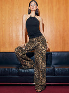 Soraya | Wide Leg Leopard Denim Pants