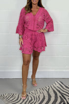 Lyana | Short Lace Jumpsuit with V-Neck