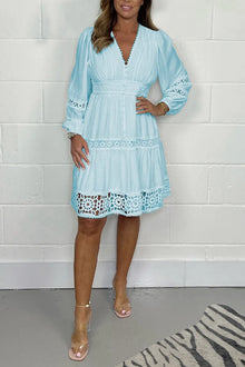 Clémence | Cotton Dress with V-Neck and Lace