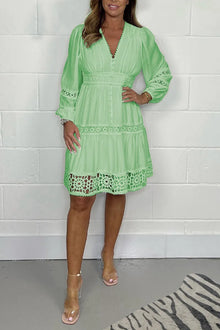 Clémence | Cotton Dress with V-Neck and Lace