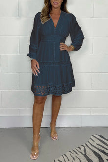 Clémence | Cotton Dress with V-Neck and Lace