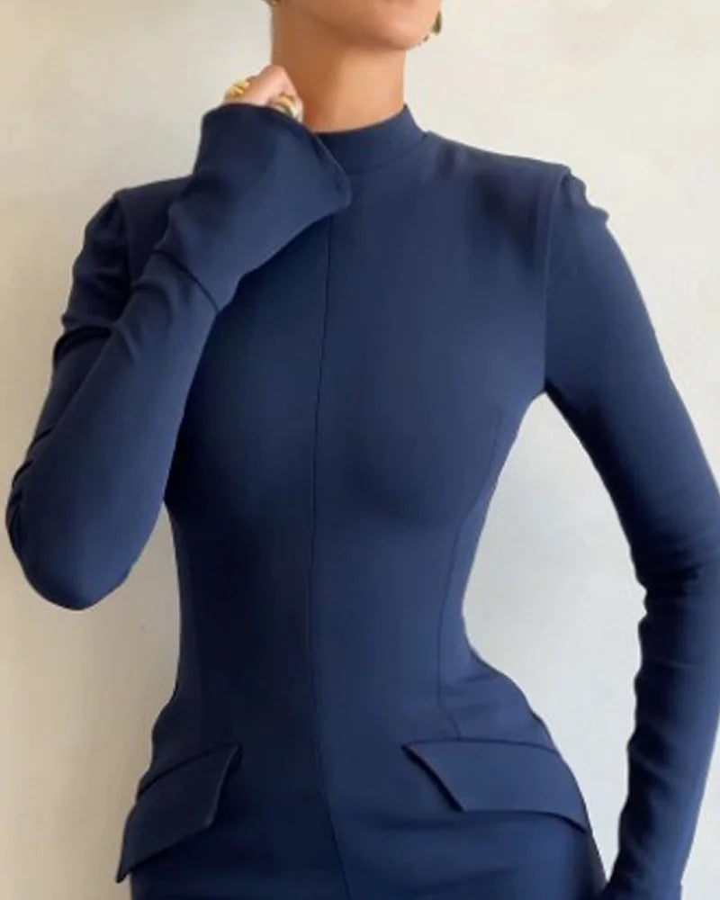 Lena | Short Solid Color Dress with Long Sleeves
