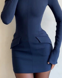 Lena | Short Solid Color Dress with Long Sleeves