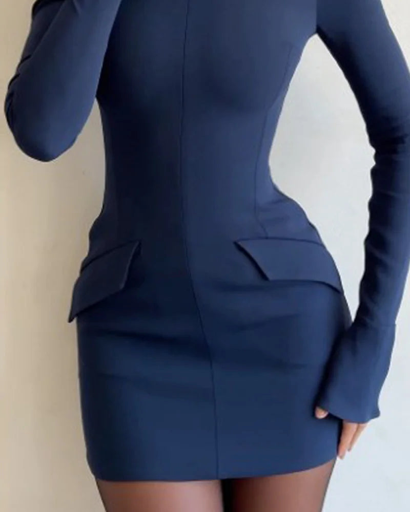 Lena | Short Solid Color Dress with Long Sleeves
