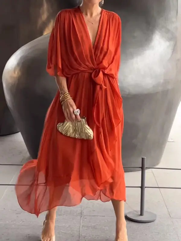 Aveline | Elegant Chiffon V-Neck Dress