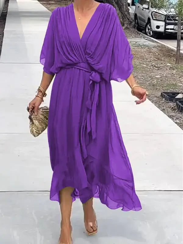 Aveline | Elegant Chiffon V-Neck Dress