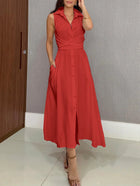 Ivana | Midi Shirt Dress with Buttons and Belt