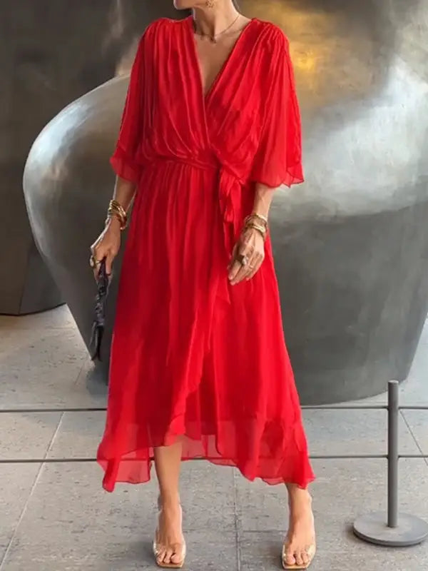 Aveline | Elegant Chiffon V-Neck Dress