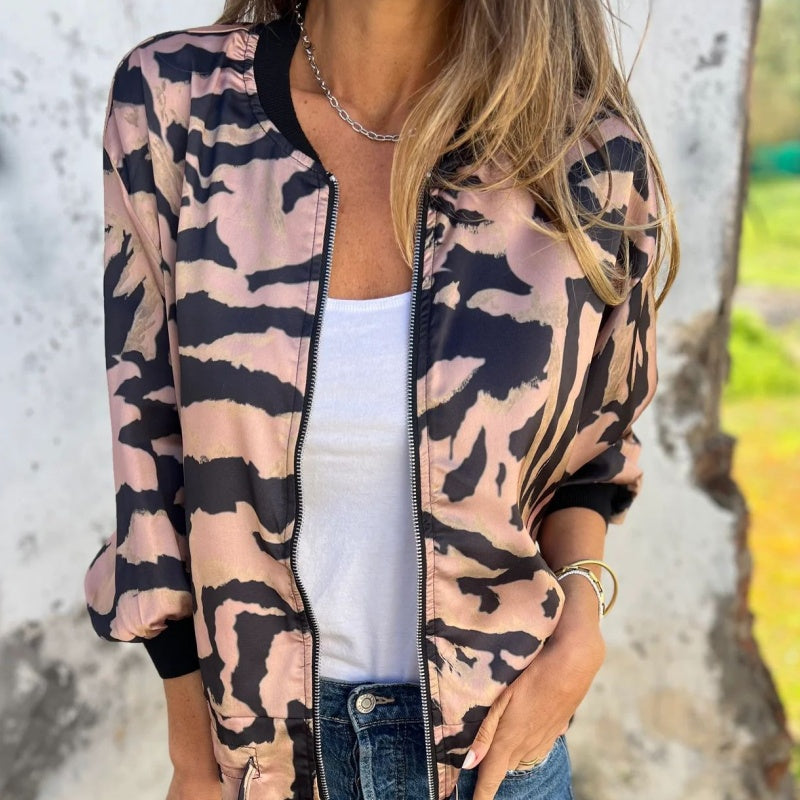 Salomé | Zip-Up Zebra Print Jacket