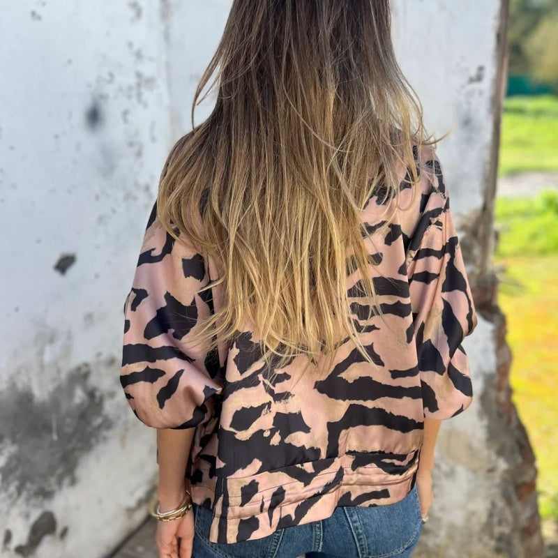 Salomé | Zip-Up Zebra Print Jacket