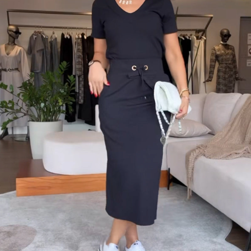 Romy | Skirt and V-Neck Top Set