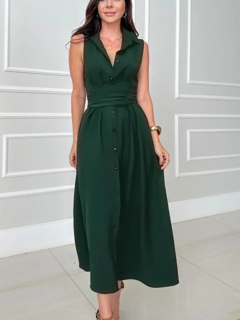 Ivana | Midi Shirt Dress with Buttons and Belt