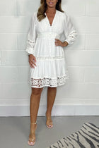 Clémence | Cotton Dress with V-Neck and Lace