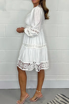 Clémence | Cotton Dress with V-Neck and Lace