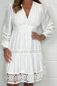 Clémence | Cotton Dress with V-Neck and Lace