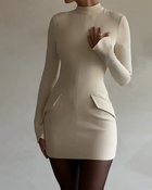 Lena | Short Solid Color Dress with Long Sleeves